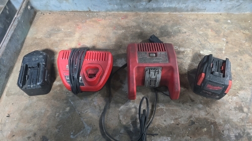 Misc. Lot of (2) Milwaukee Chargers and 18V Batteries