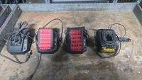 Misc. Charger Lot - (3) Bosch BC660 Chargers and (2) 18V Batteries, (1) Dewalt DW9116 Charger