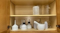 LOT ASST&rsquo;D LABORATORY GLASSWARE, PLASTICWARE AND PORCELAIN FUNNELS - 8