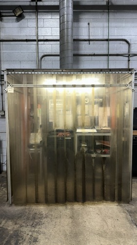 CUSTOM BOOTH WITH CURTAIN STRIPS AND CEILING VENTILATION HOLE