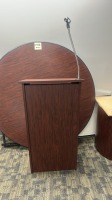 LOT (2) 60" ROUND TABLES AND PODIUM - 2