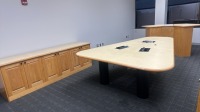 LOT 112" L TRIANGLE SHAPE CONFERENCE TABLE WITH 98" L CREDENZA AND 84" L PODIUM - 2