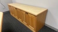 LOT 112" L TRIANGLE SHAPE CONFERENCE TABLE WITH 98" L CREDENZA AND 84" L PODIUM - 3