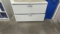 LOT OF ASSTD FURNITURE: (12) DESK WITH RETURNS, (11) OFFICE CHAIRS, (1) SMALL STORAGE CABINET, (1) SMALL TABLE WITH 3 STACKING CHAIRS, (3) METAL BOOKCASE WITH GLASS DOORS, 1) DESK, (1) 2-DRW LATERAL FILE - 6
