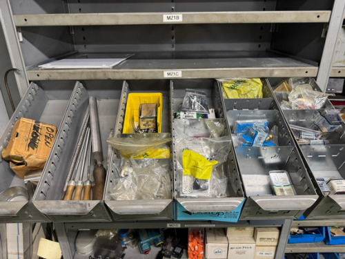 CONTENTS OF BINS, VALVES, FLUSHOMETERS, BREAKERS, FLAT & ROUND FILES ETC.