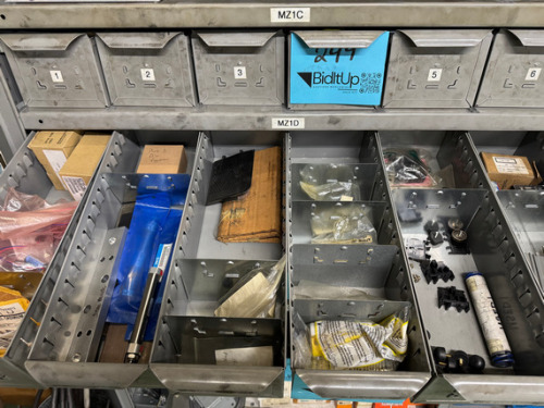 CONTENTS OF BINS, SMC CYLINDER, SOLENOID VALVES, FLOW CONTROLS, REGULATORS BATTERIES