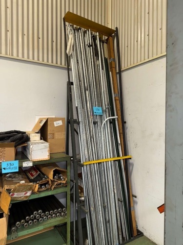 LOT OF ASSORTED GALVANIZE PIPE&rsquo;S RACK INCLUDED
