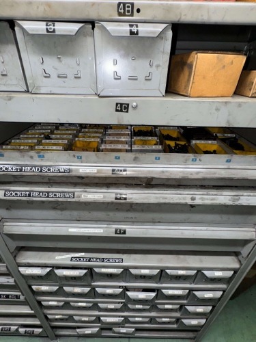 LOT 10 SHELVES OF ASSORTED HARDWARE, NUTS, BOLT, WASHERS ETC.