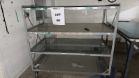 LOT (1) METAL 4-SHELF CART AND METAL TABLE WITH GLASS TOP - 2