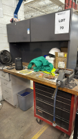 WOK TABLE WITH CRAFTSMAN 6 1/2&rdquo; VISE, AND CRAFTSMAN TOOL BOX AS A LEG