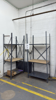 LOT (4) SEC OF SHELVING AND (1) storage cabinet