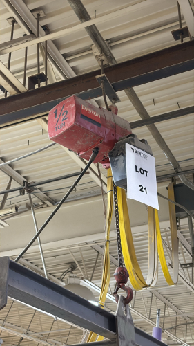 MAN GUARD BUDGIT 1/2&rdquo; TON POWER CHAIN HOIST WITH 10&rsquo; FT SPAN RAIL