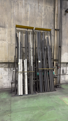 (2) metal rack w/misc metal tubing and pvc piping