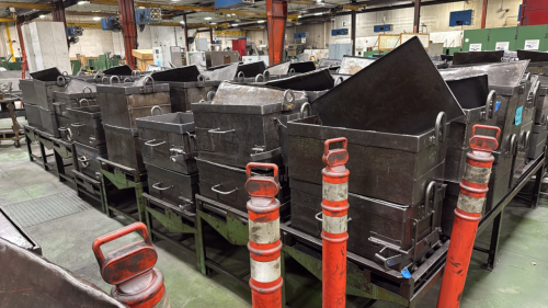 (8) roller conveyors (90) metal ball cans