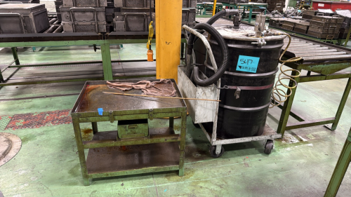 Used oil drum vac set up and metal stand