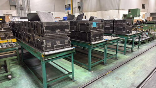 (5) roller conveyors (2) ball roller conveyors (48) metal ball cans
