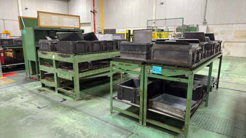 (8) roller conveyors (46) metal cans