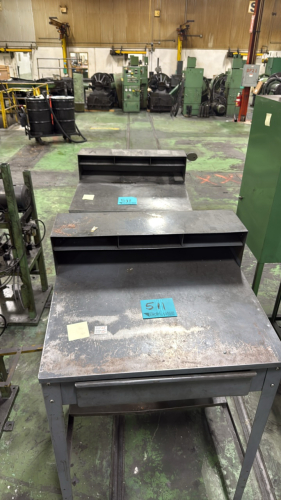 (2) metal stand up work stations