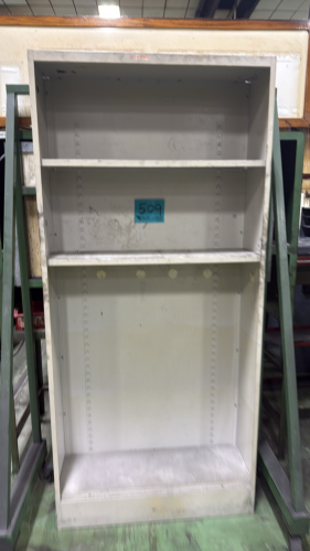 Upright metal shelf