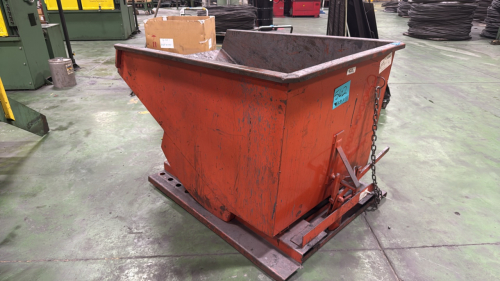 (4) Meco metal bin, manual gravity tilt.