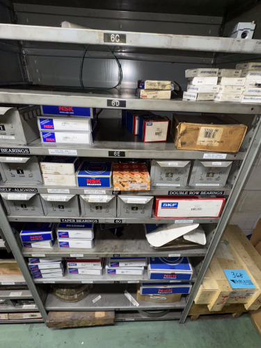 LOT 7 SHELVES OF ASSORTED SKF, AND FAG BEARINGS
