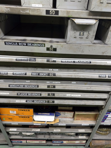 LOT 14 SHELVES OF ASSORTED SKF, IKO, KOY AND TIMKEN BEARINGS