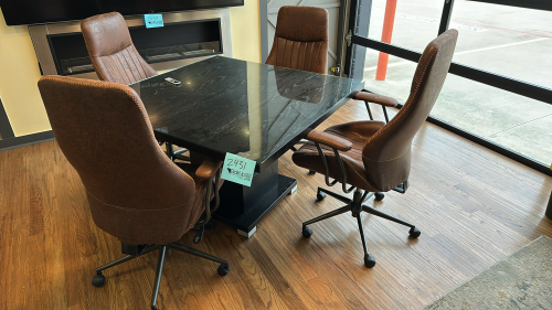SQUARE CONFERENCE TABLE APPROX: 47&rdquo; x 47&rdquo; x 30&rdquo; WITH 4 CHAIRS