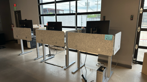 LOT OF (3) VARI ADJUSTABLE HEIGHT DESKS APPROX: 47&rdquo;x 29&rdquo; <br/>(MONITORS NOT INCLUDED)