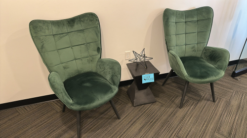 LOT OF (2) SIDE CHAIRS AND COFFEE TABLE