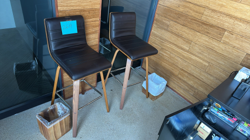 LOT OF (2) STOOLS & (2) TRASH CANS