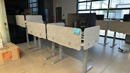 LOT OF (3) VARI ADJUSTABLE HEIGHT DESKS APPROX: 47&rdquo;x 29&rdquo; <br/>(MONITORS NOT INCLUDED)