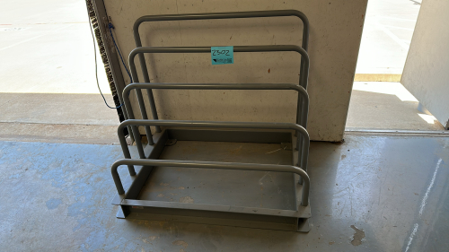 ULINE VERTICAL SHEET RACK WITH ULINE PALLET DOLLY