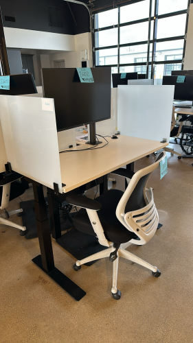 LOT OF (6) ADJUSTABLE HEIGHT DESKS APPROX: 48&rdquo; x 30&rdquo;
