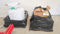 (2) Pallets of Misc. Parts: Waste Cans, Insulation, Paint Supplies, Car Parts, etc.
