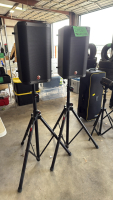 (2) Harbinger Vari Series V2310 Speakers and Proline Tripods, + Harbinger LX8 Interface