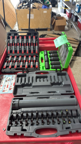 (3) Misc. Tool Sets - OEM Tools Metric Impact Socket Set, Terminal Removal Kit, and Lisle Inner Tie Rod Tool Set