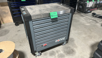 SONIC 8 DRAWER TOOL BOX WITH ASSTD TOOLS: SONIC SCREW DRIVERS, SOCKETS, WRENCHES (LOCK IS DRILLED IN)