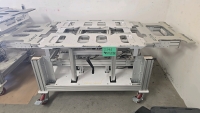 Custom Aluminum Extrusion Cart Machining Table w/ Stainless Steel Top, Hydraulic Implements, and Casters