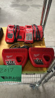 (2) Milwaukee M12 Chargers and (2) Milwaukee M12 and M18 Charger