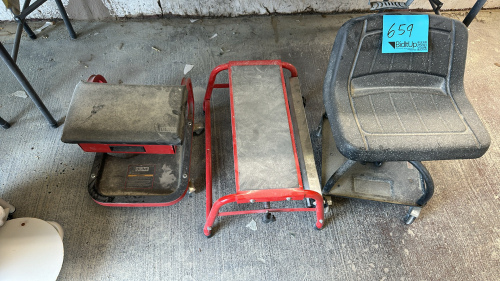 LOT OF (2) ASSTD MECHANIC SEATS & STEP