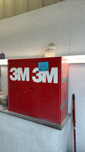 PARTS CABINET WITH ASSTD CONTENTS: SANDING ROLL, GLOVES, SANDING DISC