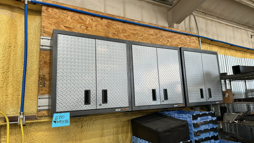LOT OF (3) GLADIATOR READY TO ASSEMBLE FULL DOOR WALL GEARBOX WITH ASSTD CONTENTS: CLOTHS, EXTENSION CORDS