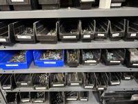 ULINE SHELF BIN ORAGINZER WITH WITH ASSTD PARTS: NUTS, FLANGES, SCREWS AND BINS - 3