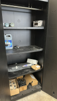 7 PIECE REGULAR DUTY WELDED STEEL GARAGE STORAGE BLACK WITH ASSTD CONTENTS: ADHESIVES, THVEK SUITS & PAINT BRUSHES - 6