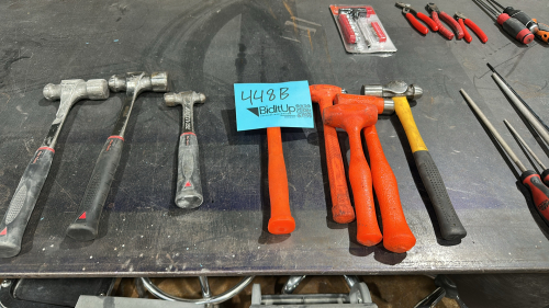 LOT OF ASSTD TOOLS: HAMMERS, MAC FILES, WRENCH, VISE GRIPS