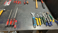 LOT OF ASSTD TOOLS: HAMMERS, MAC FILES, WRENCH, VISE GRIPS - 2