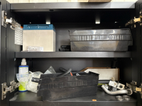 7 PIECE REGULAR DUTY WELDED STEEL GARAGE STORAGE BLACK WITH ASSTD CONTENTS: RUBBER GLOVES , LUBRICANTS - 3