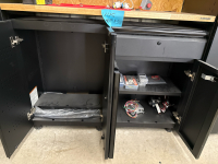 7 PIECE REGULAR DUTY WELDED STEEL GARAGE STORAGE BLACK WITH ASSTD CONTENTS: RUBBER GLOVES , LUBRICANTS - 6