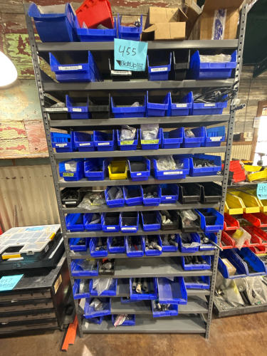 ULINE SHELF BIN ORAGINZER WITH WITH ASSTD PARTS: NUTS, PANEL CLIPS, SCREWS AND BINS