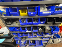 ULINE SHELF BIN ORAGINZER WITH WITH ASSTD PARTS: NUTS, PANEL CLIPS, SCREWS AND BINS - 3